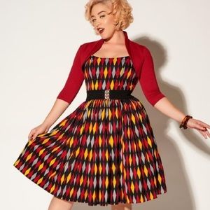 Pinup Couture Jenny Dress in Red Harlequin Print